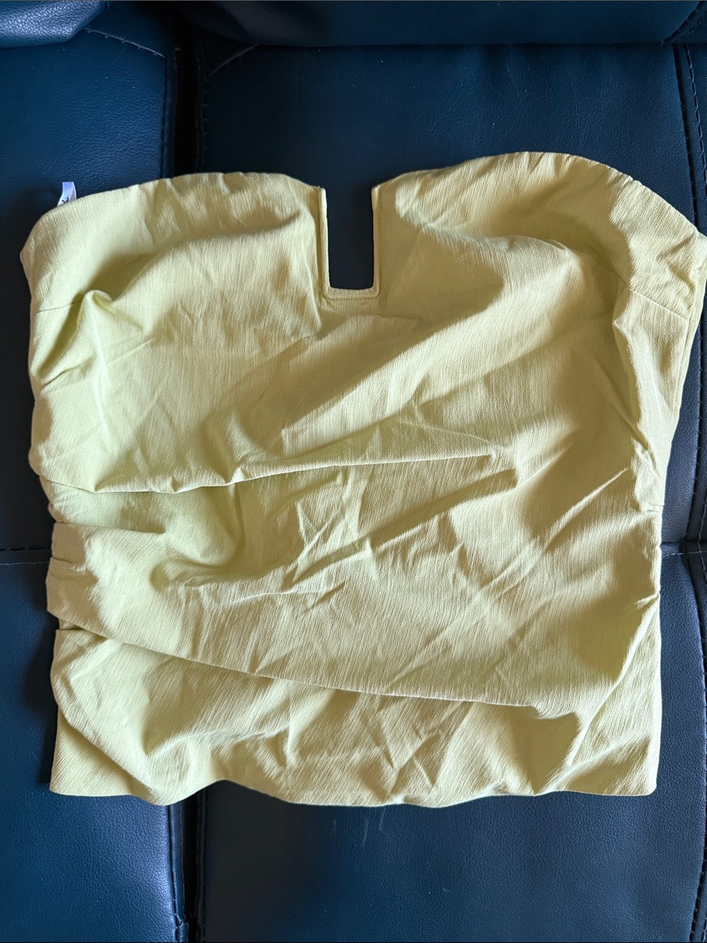 Lulu's Yellow Strapless Sweetheart Neck Crop Top